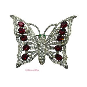 STARET Xtra-Large Butterfly Rhinestone Brooch - Vintage 1930's